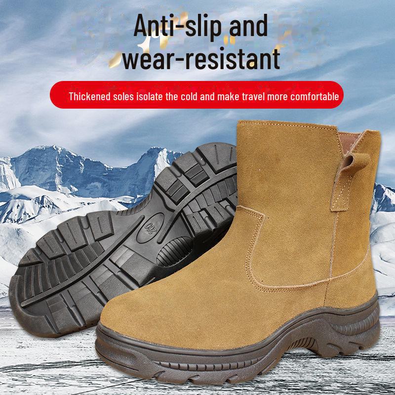 Men's Winter High-Top Outdoor Boots with Thick Fur Lining