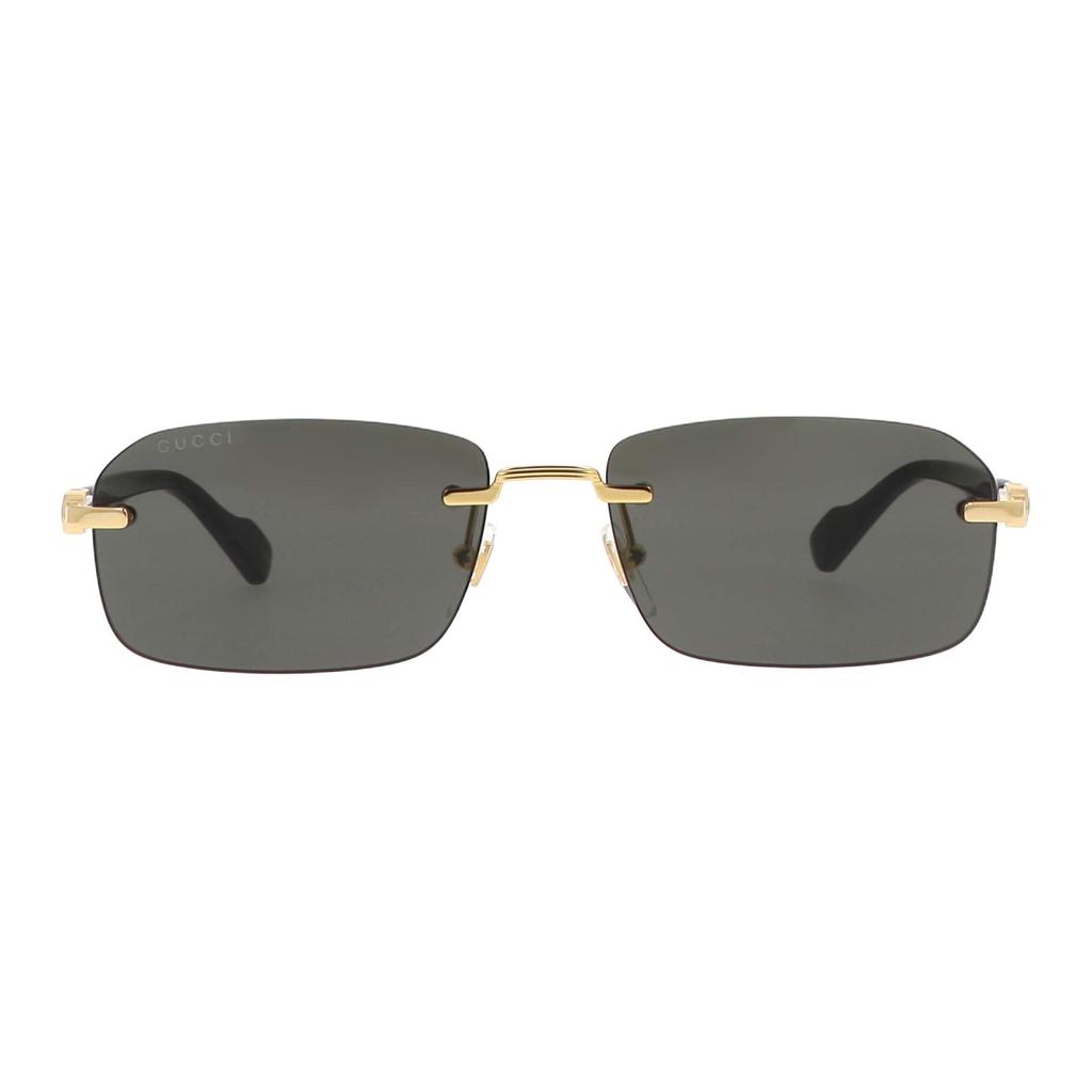 Gucci Logo Irregular Shape Sunglasses Men Sunglasses Gold GG1221S001GOLDBLACKGREY001