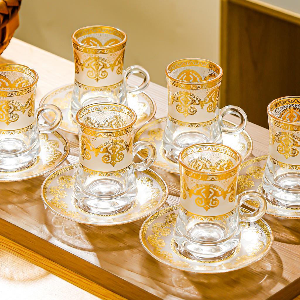 Set de 6 Mini Tasses à Café Transparentes Style Européen Tasse Luxe Léger Tasse à Thé de l'Après-midi Service à Boire pour la Maison
