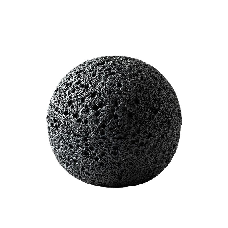 Meteorite Soup Bowl Creative Molecular Food Bowl Imitation Volcanic Stone Ball Plate Round Smoked Bowl Black Tableware
