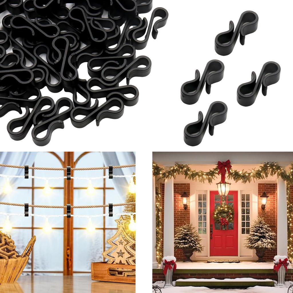 Pack Of 120 Outdoor Light Clips Gutter Hooks for String Lights and Cables Plastic Garden Electrician Tool Hook