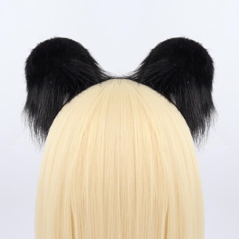 Handmade Plush Mouse Ears Headband With Tail Set Cosplay Animal Ear Costume Accessory Halloween Party