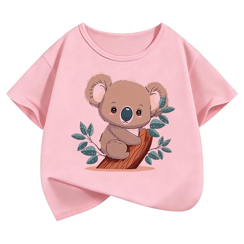Cute Sloth Pattern Children's T-Shirt Summer Short Sleeve Cartoon Boys and Girls Clothes Cute Top
