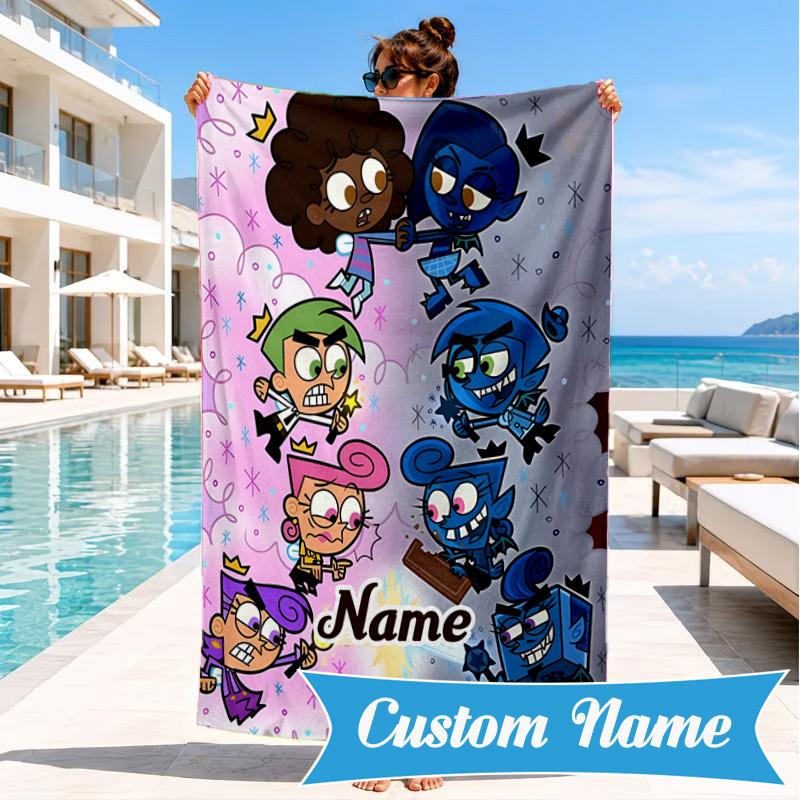 Custom Name Friendship Through Time Beach Towel Microfiber Beach Towel, Lightweight and Quick-Dry, for Summer Travel, Swimming Pool Gift