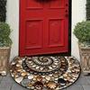 [Colorful Welcome Mat] Non-slip Colorful Pebble and Shell Welcome Mat | Easy-to-clean, Semi-circular, Suitable for Indoor/outdoor Use