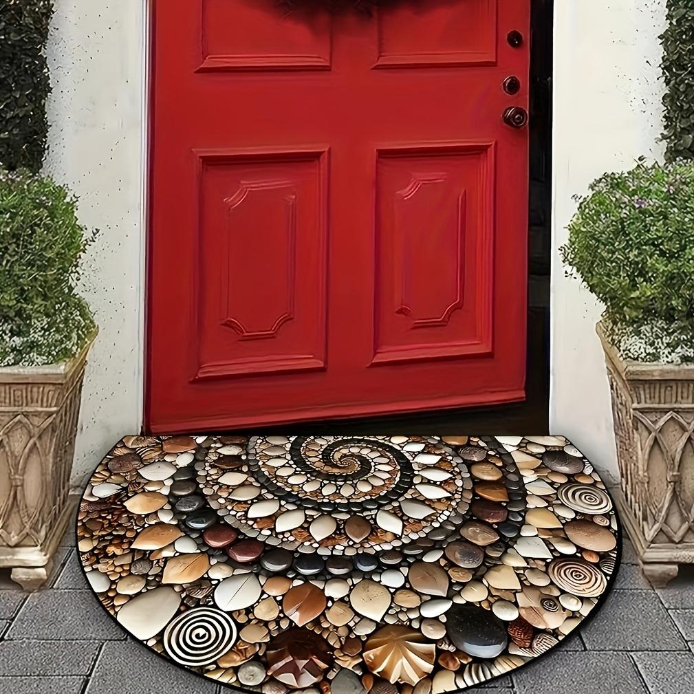 [Colorful Welcome Mat] Non-slip Colorful Pebble and Shell Welcome Mat | Easy-to-clean, Semi-circular, Suitable for Indoor/outdoor Use