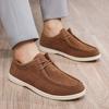 Suede Leather Casual Shoes For Man Loafers Comfortable Lightweight Soft Men's Driving Shoes Spring Autumn Lace-up Flat Shoes Man