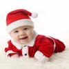 Christmas Costume Unisex Kids Long Sleeve Red White Santa Suit 2pcs Set