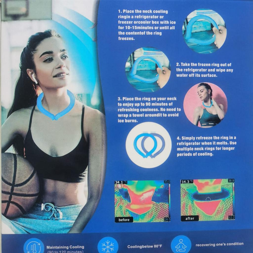 Summer Second-generation Ice Ring, Cold Ring Hanging Neck Cooling Ring, Outdoor Heatstroke Ice Neck Ring, Ice Collar, Cool Collar