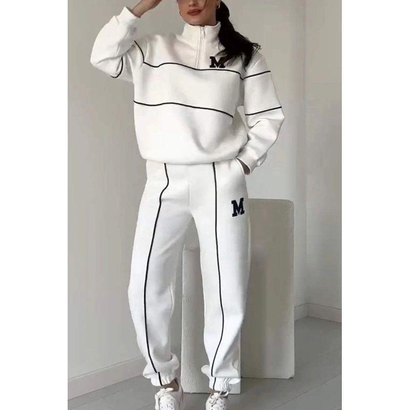 Casual Sports Suit Autumn and Winter New Women's Sweater Letter Print Long sleeve Trousers Blazer Set
