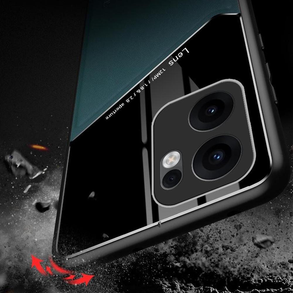 For Oppo Reno13 F 5G Case Leather Coated PC+TPU Phone Back Cover