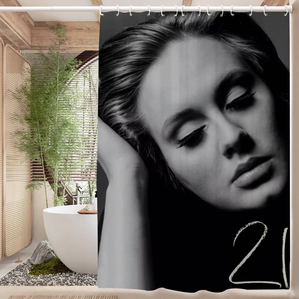 

Singer Adele Funny And Creative Beach Shower Curtain Waterproof Polyester Bath Curtains For Bathroom Decorate With Hooks W60H190(CM)-1 Pcs