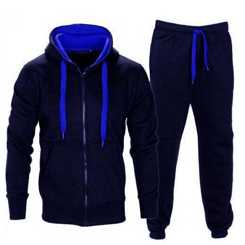 Men's Sportswear with Hooded Top and Hooded Sweatshirt At The Bottom Jogger's Gym
