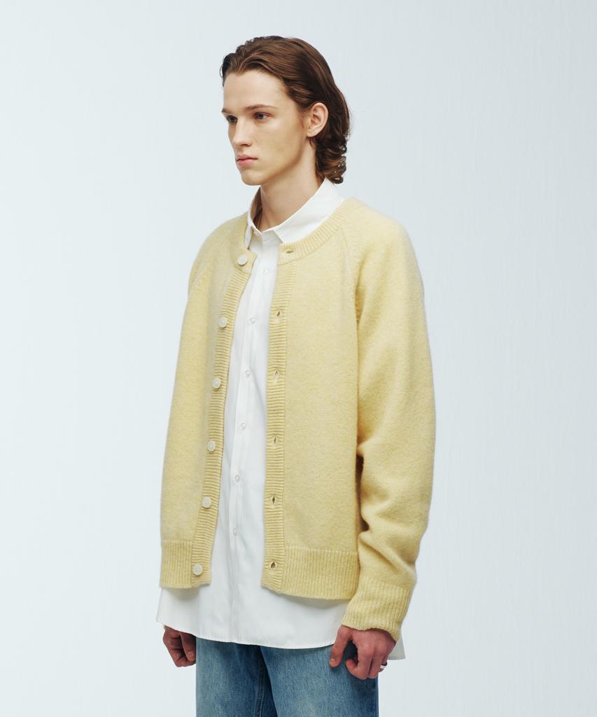 Knitted Shaggy Dog 100% Wool Round Cardigan Yellow