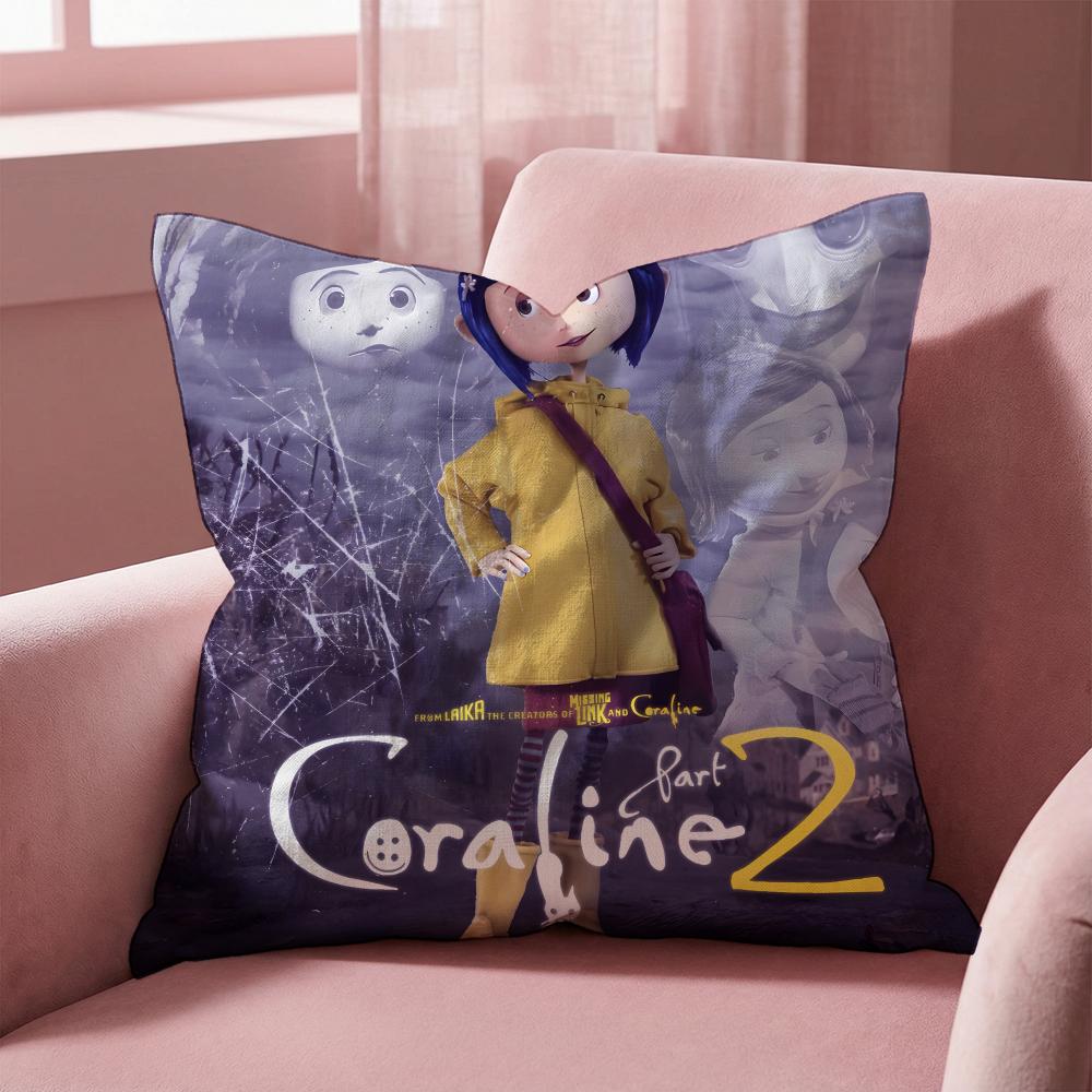 HOT Cartoon Coraline Cushion Cover MultiScene Pillow Cover for Home Car Reversible Soft Durable for Daily Use