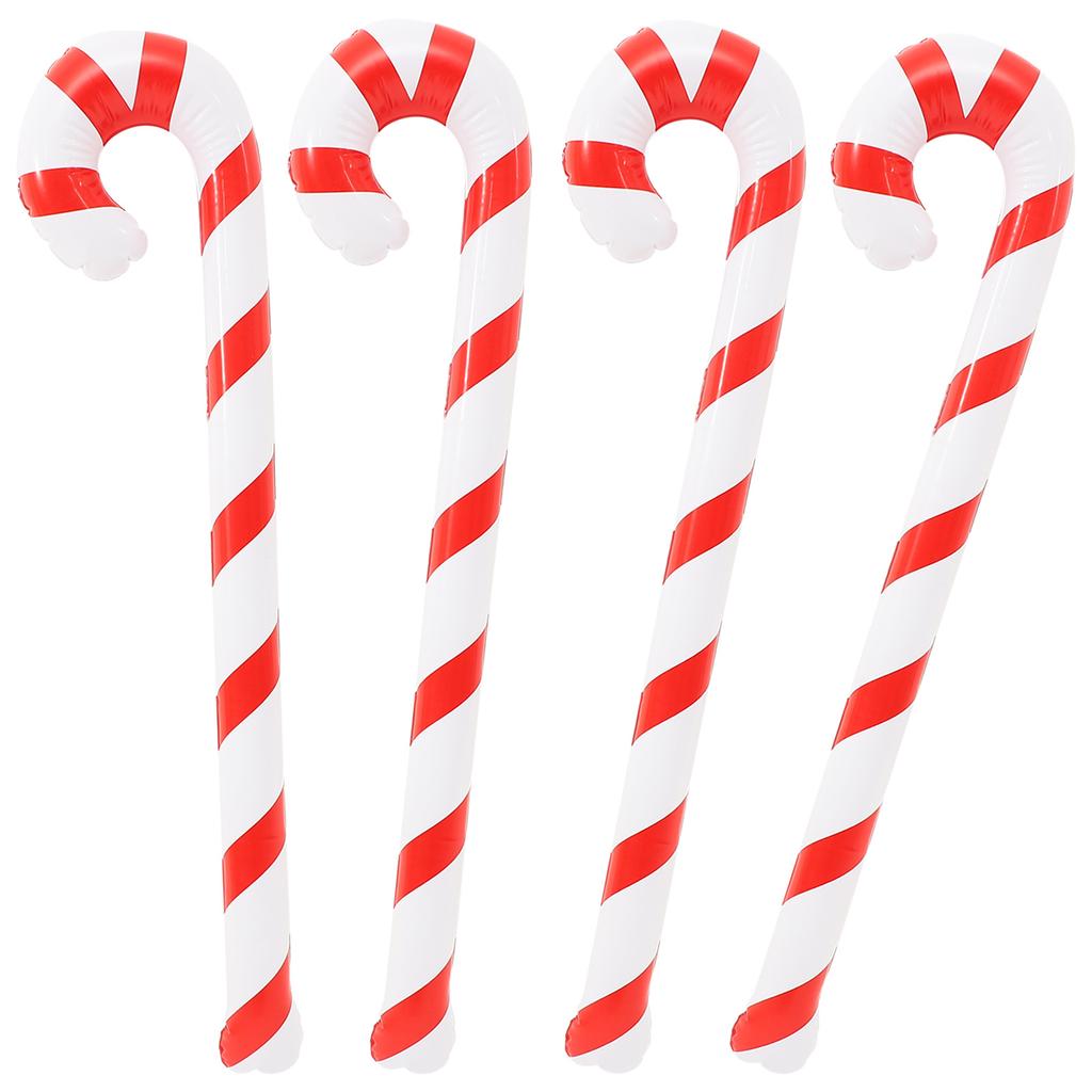4Pcs PVC Candy Canes Inflatable Santa Claus Xmas Christmas Balloon Decorations Party Props Candy Cane Kids Birthday Decorations