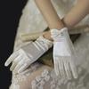 Wedding Gloves for Women Sweet Adorable Cute Vintage Transparent Mesh Bow Pearl Short Lace Gloves Accessories Birthday Gift
