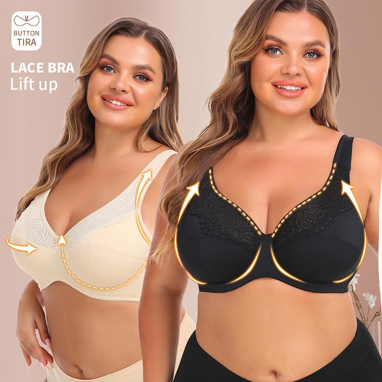Lace Underwire Plus Size Bra, BCDEF Cups Sexy Shaping Corset Lingerie for Women