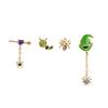4PCS New Ins Punk Fashion Zircon Funny Cute Enamel Green Spider Ghost Cartoon Stud Earrings for Women Girls Party Jewelry Gifts