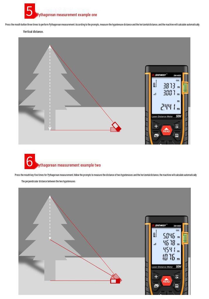 Shen Dawei SW-M50 Handheld Laser Distance Meter - Infrared Room Measuring Device