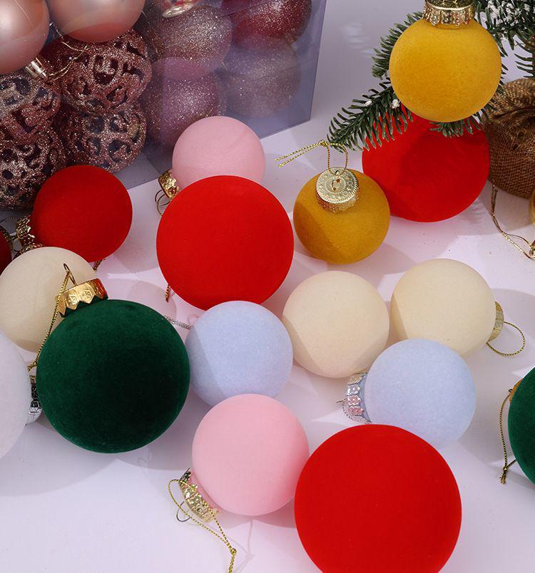 Colorful 6cm Cross-Border Christmas Ornament Balls – Flocked Hanging Decorations