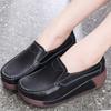Genuine Leather Casual Shoes Women Fashion Platform Shoes Slip-on Loafers Walking Wedge Heels Rocker Shoes
