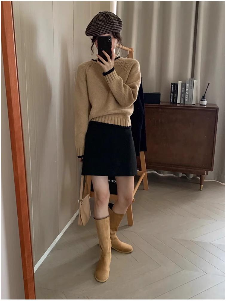 Gray A-line High Waist Midi Skirt - Women's Spring/Autumn 2024 Bodycon Style