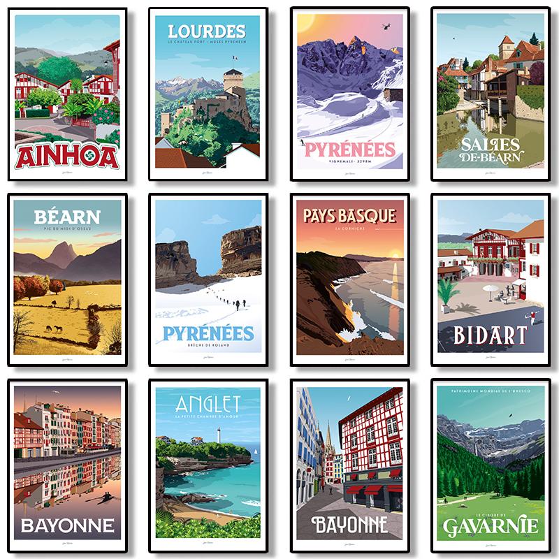 

Байонн Англет винтажный туристический скандинавский винтажный настенный художественный постер