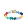 Colored chalcedony flat bead bracelet 1 Women's flat bead bracelet Bohemian abacus bead chain adjustable gift bracelet Colored chalcedony flat bead