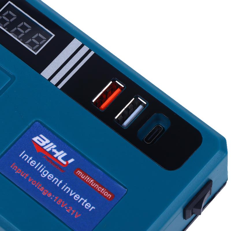 1Pcs Led Mini Intelligent Inverter Power Converter Portable 120W 21V Lithium Battery Inverter With 3 Usb Ports