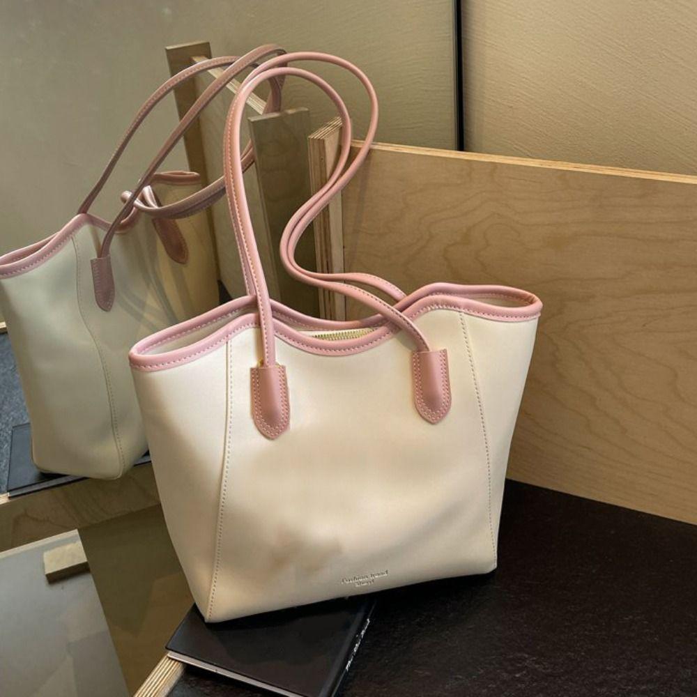 Casual Large Capacity PU Tote Bag Handbag Ins Style Underarm bag Minimalist New Design Armpit Bag Girls