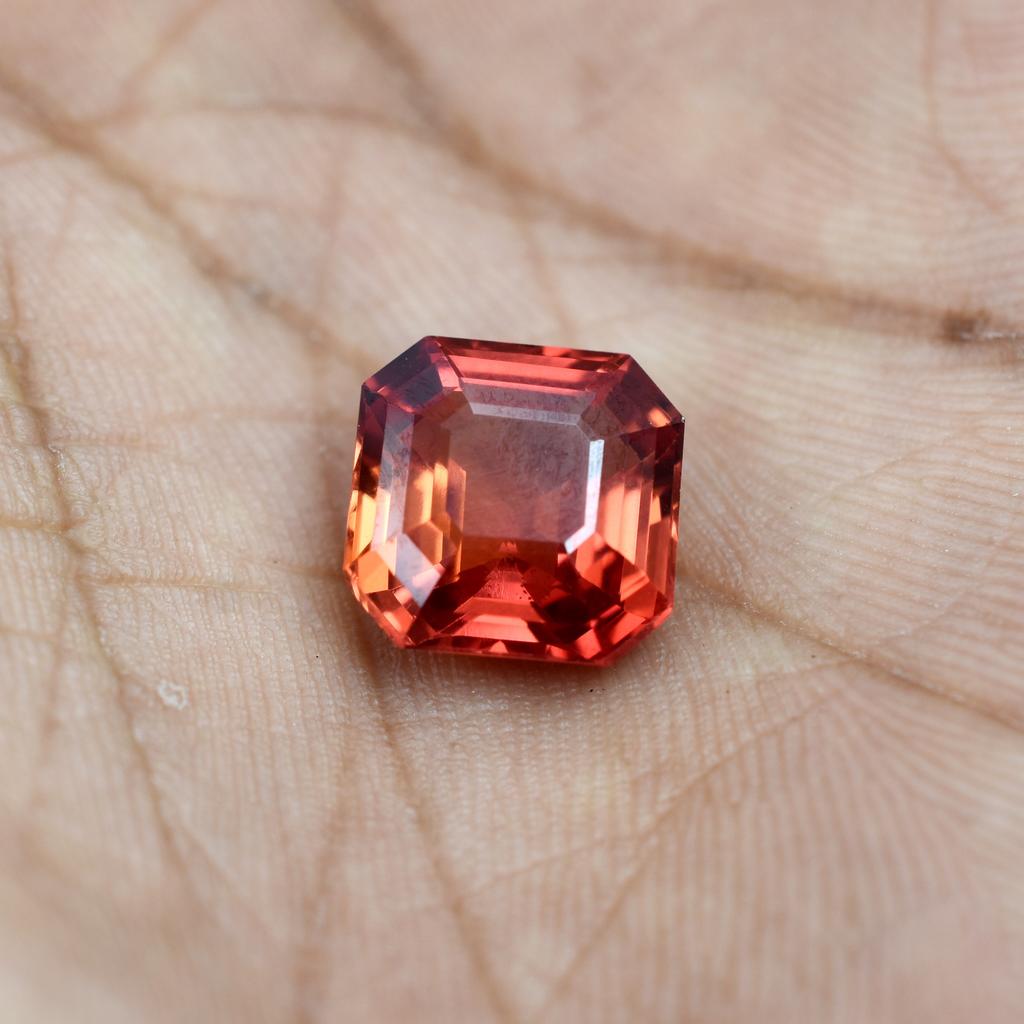 Natural Orange Sapphire Loose Gemstone 7.60 Ct Square Cut September Birthstone for Gem Collections