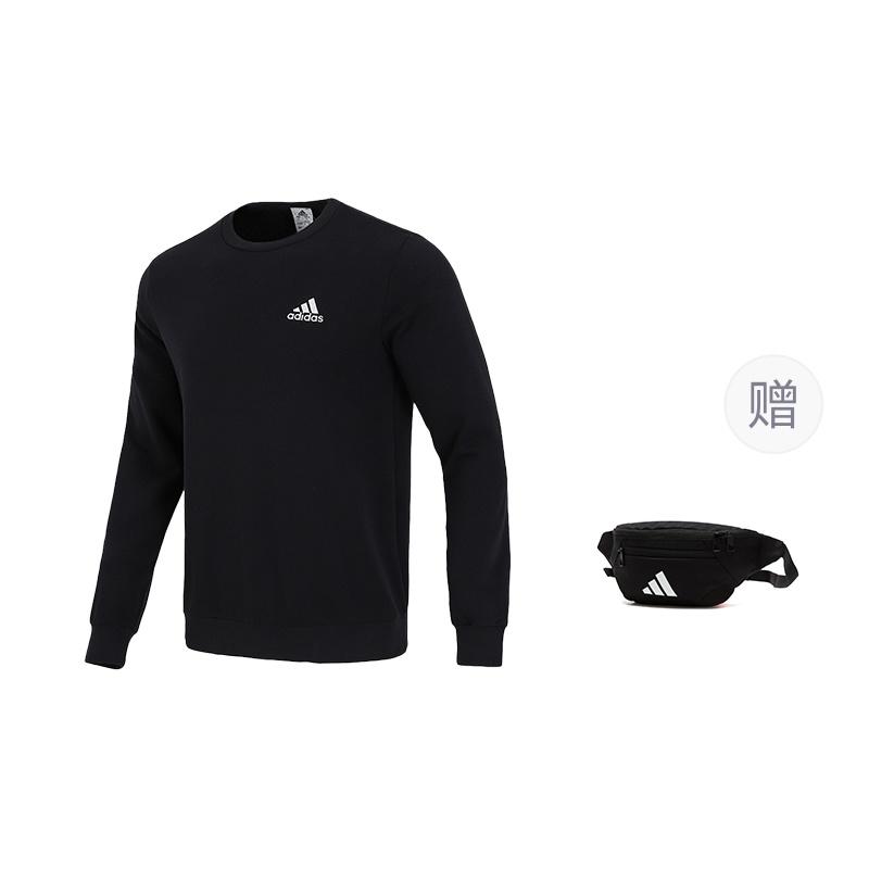 Men's adidas Feelcozy Swt Sports Logo Casual Round Neck Pullover Black GV5295