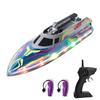Remote Control Boat for Pools and Lakes, 2.4G Speed Boat Toy with LED Lights, Low Battery Alert for Adults and Kids