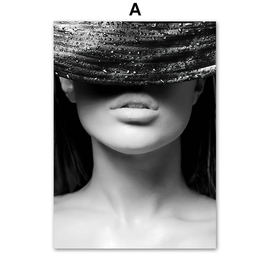 Paris Mode Mädchen Buch Lippe Tür Wandkunst Malerei Schwarzweiß Vintage Poster Bilder Für Wohnzimmer Dekor Leinwanddrucke