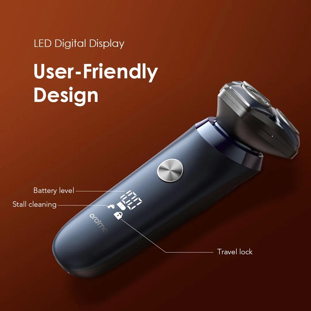 Oraimo EasyShave Digital Display Shaver, Electric Shaver with Dual Floating Blades, Magnetic Shaving Head, Long Lasting