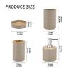 4 Piece Bathroom Storage Set No Metal Organizers With Textured Bamboos Lid For Vanities Countertop