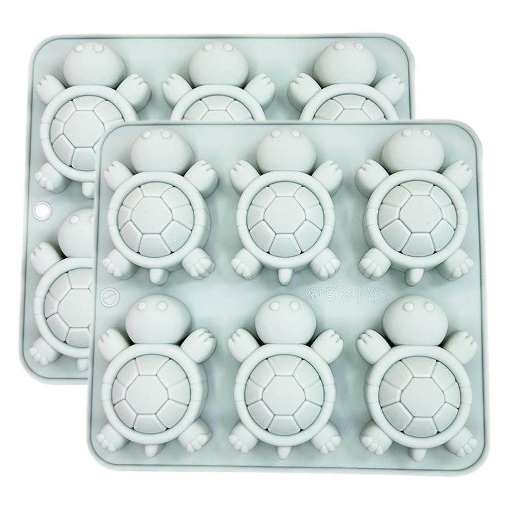 6-piece Turtle Shape Food Grade Silicone Mold Unique Cake Pudding Baking Fun Mould Iced Beverage Making Tools