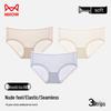 MaoRen Women's Mid-Waist Ice Silk Seamless Briefs 3-Pack