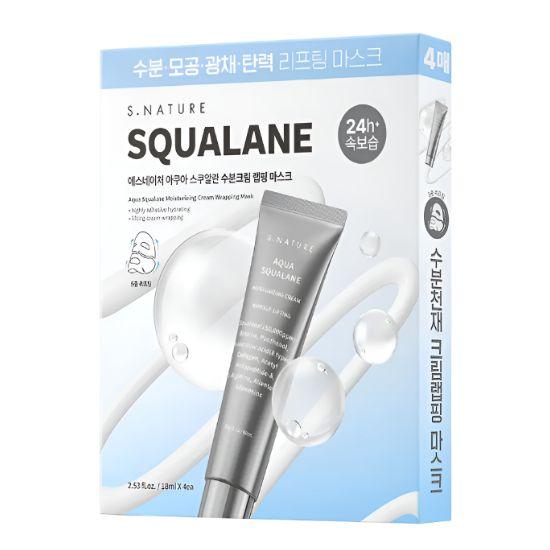 S.NATURE Aqua Squalane Hydrating Wrapping Mask Intensive Moisture Lifting Sheet Mask 4pcs