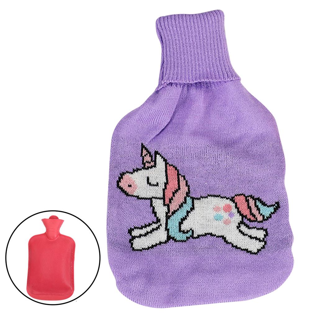Hot Water Bottle Cute Cover Rubber Hot Water Bag for Hot Cold Compress Hand Feet Warmer Neck and Shoulder Pains Relief