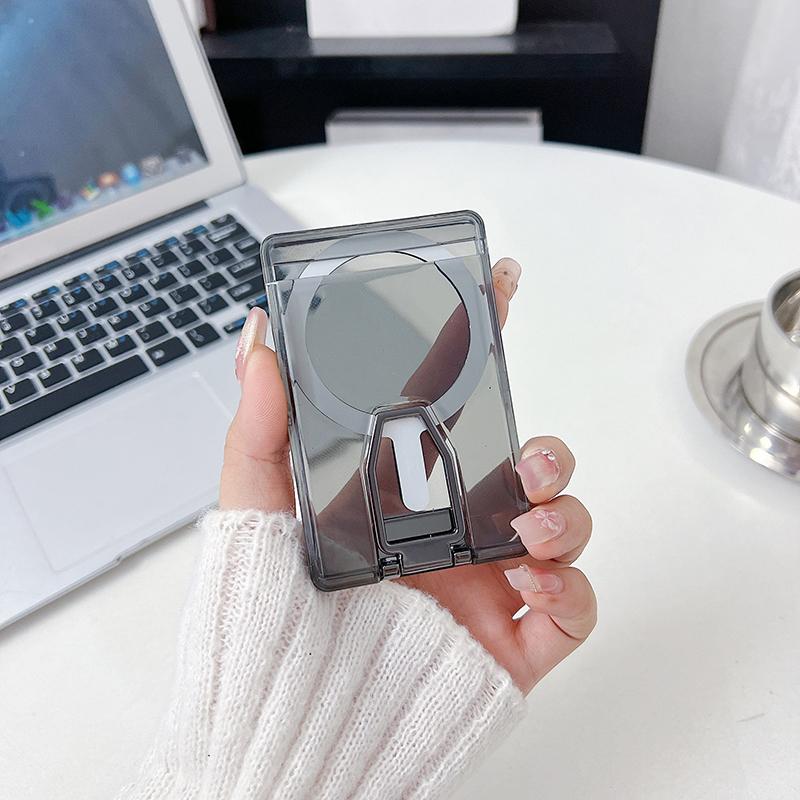 Clear Magnetic Card Holder Wallet Case For Magsafe Iphone 16 15 14 13 Pro Max With Fold Phone Holder Macsafe Card Slots Pocket