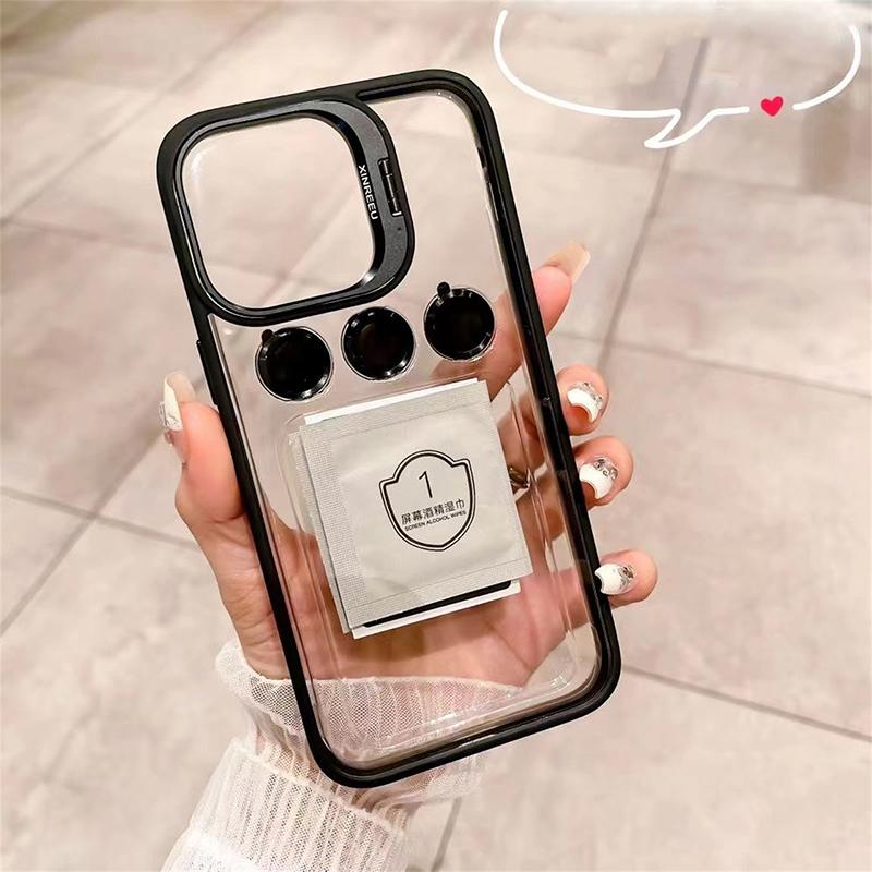 Protetor de anel de metal para lente, suporte para celular, capa protetora para iPhone 15 12 13 14Pro Max Plus 11, proteção de vidro para câmera, capa transparente à prova de choque