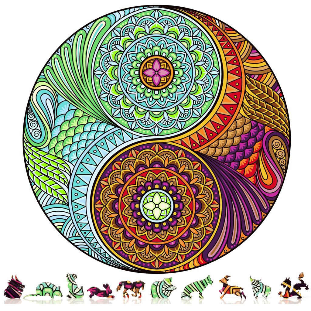 ZenChalet Yin Yang Jigsaw Puzzle for Adults 200 Pieces Wooden Jigsaw Puzzle for Adults Perfect Spiritual Puzzle Gift Uniquely Shaped Pieces Mind