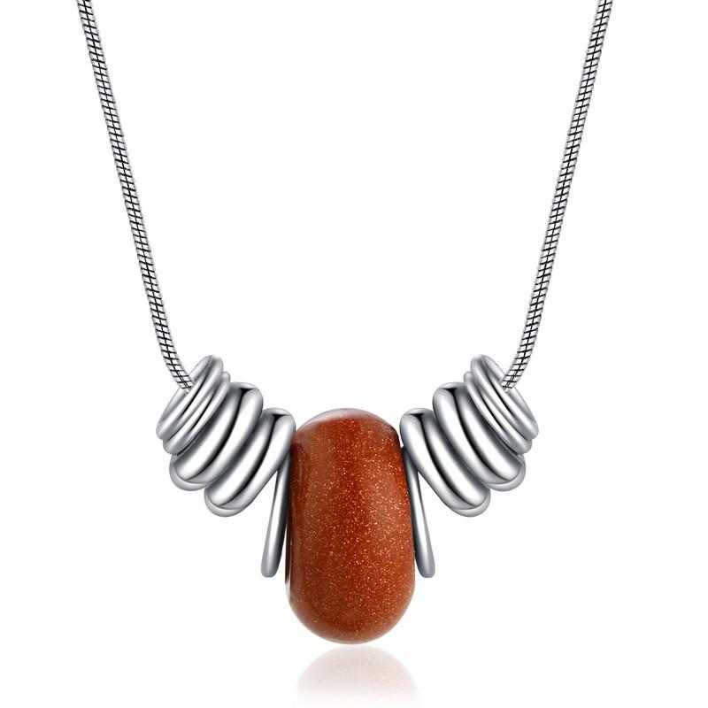 Natural Elegant Crystal Necklace For Women With Geometric Design And Titanium Steel Charm
