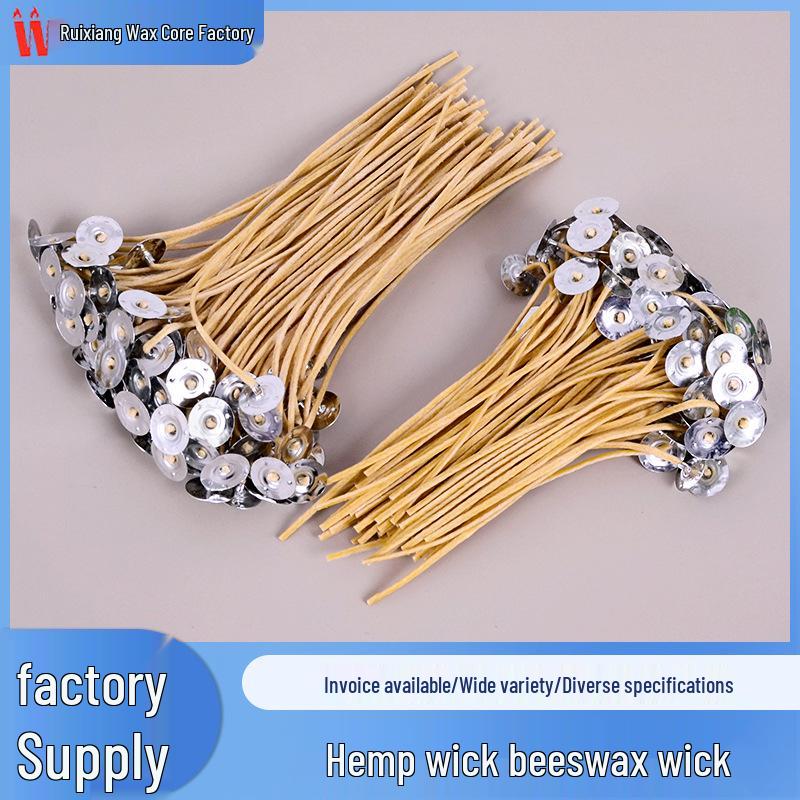 

Wei Ke Hemp & Beeswax Wick: Safe, No Black Smoke, No Drooping, Ideal for DIY Handmade Aromatherapy Candles 9cm (100 pieces per pack)