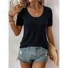 Women's Summer Thin Knitted Top, Slim Fit Short Sleeve Crew Neck T-Shirt