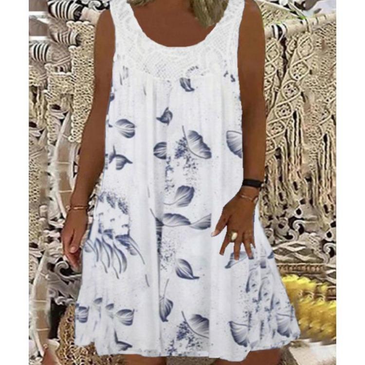 Ladies European American Casual Lace Strapless Dress Loose Strap Dress