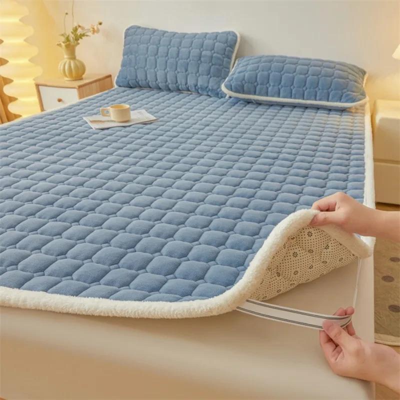 Class A Thickened Milk Fleece Mattress Winter Warm Fleece Bed Cover Student Dormitory Mat Quilt