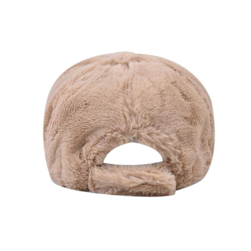 Women'S Plush Fleece Baseball Cap - Adjustable Snapback, Lightweight & Warm, Solid Color With  Casual Streetwear Style